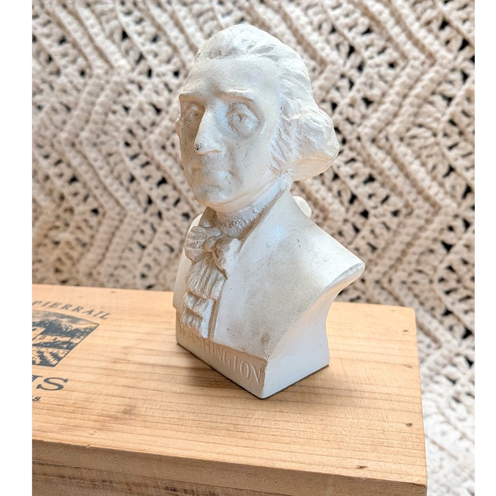 George Washington Bonded Marble Bust Figurine Made in USA 4.25 Inch Small Statue